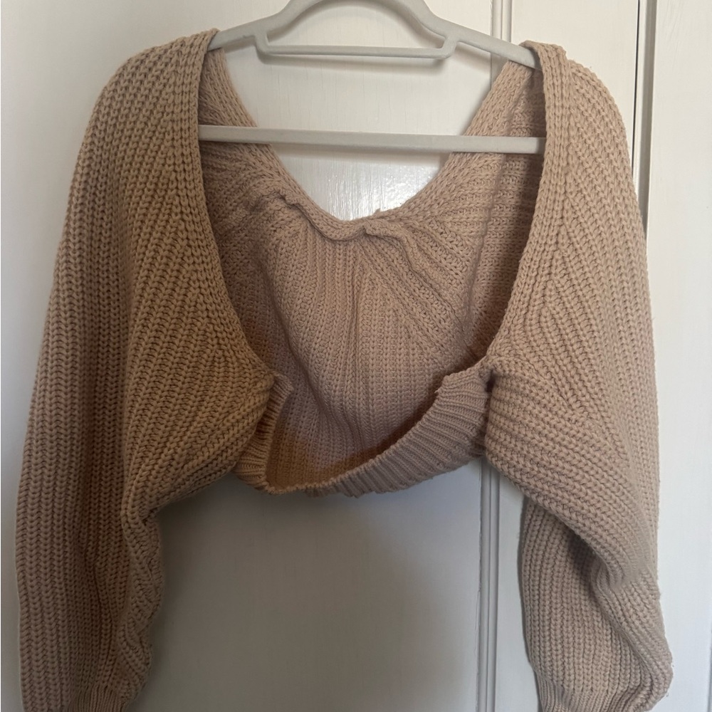 Beige Knit Shrug Sweater